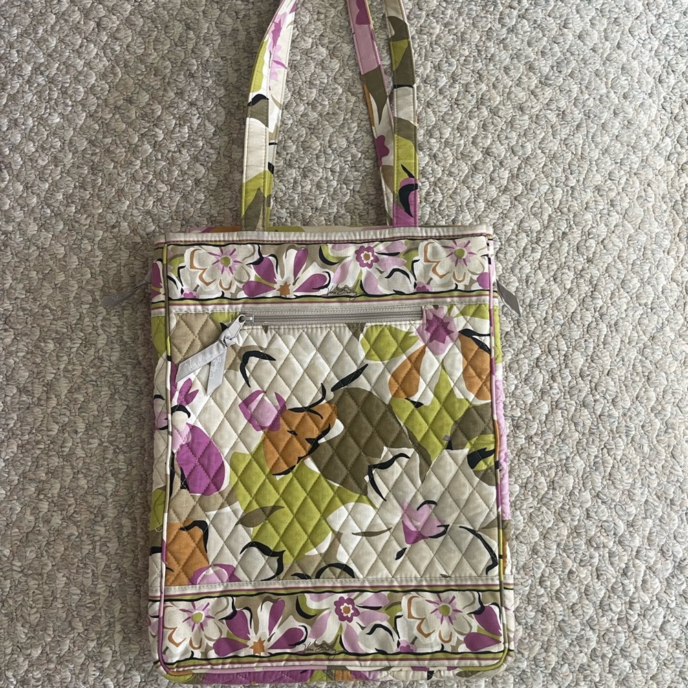 Vera Bradley Quilted Floral Laptop Bag in Pink, Olive & Cream